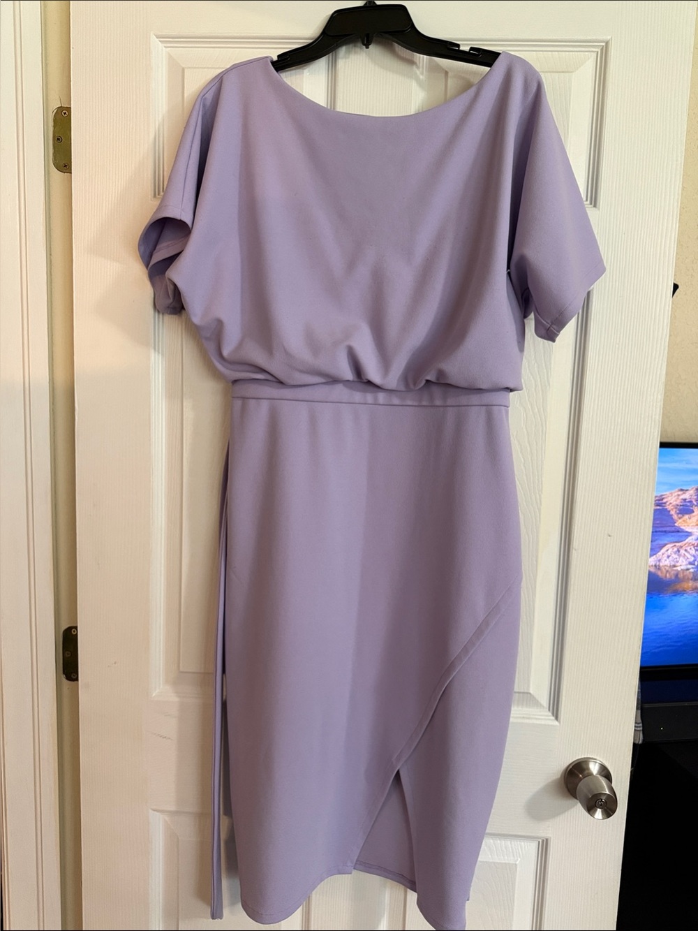 Kensie Lilac Boatneck Blouson Midi Dress